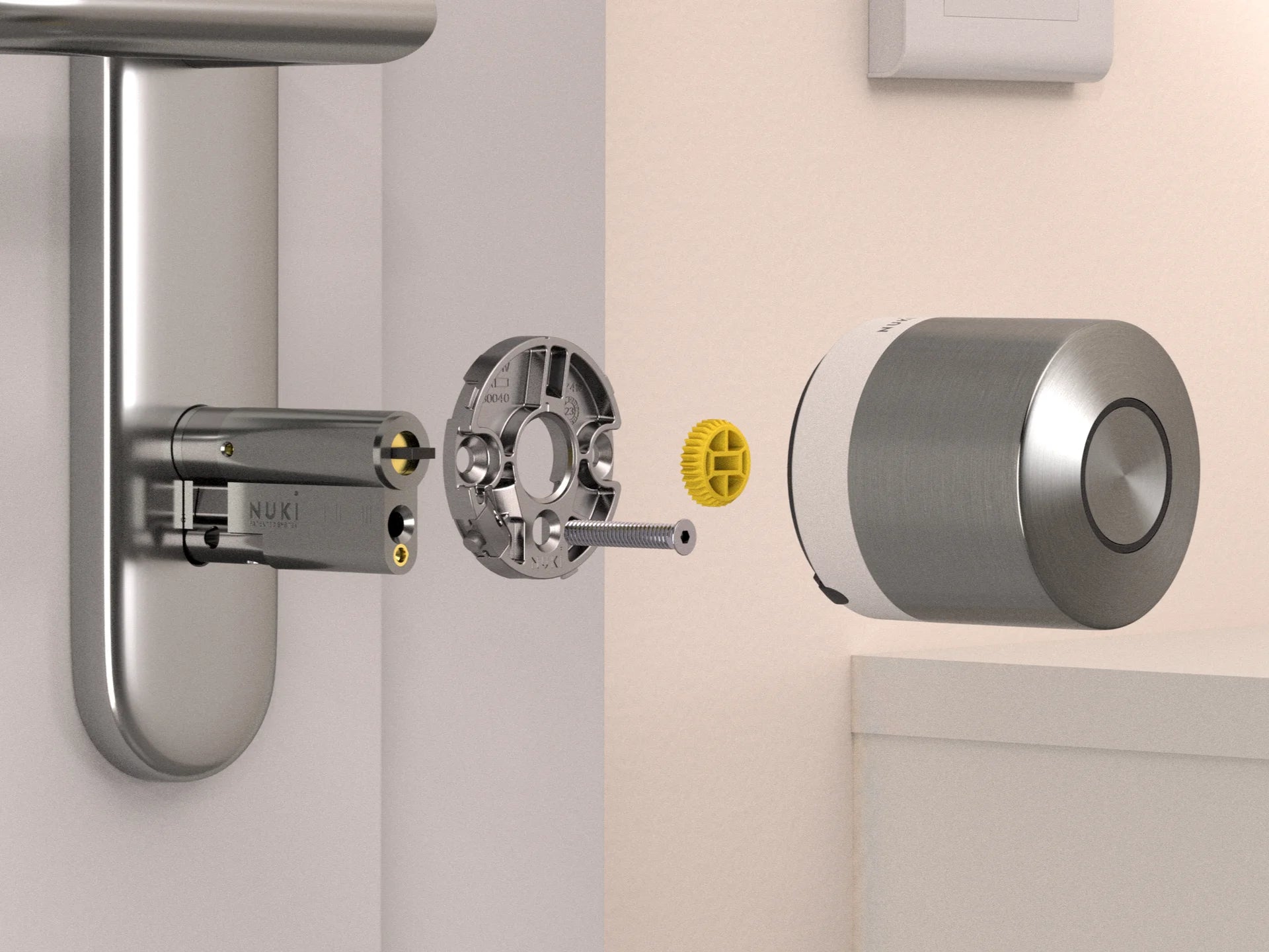 Despiece de instalación del Nuki Smart Lock Ultra tipo hazlo tú mismo