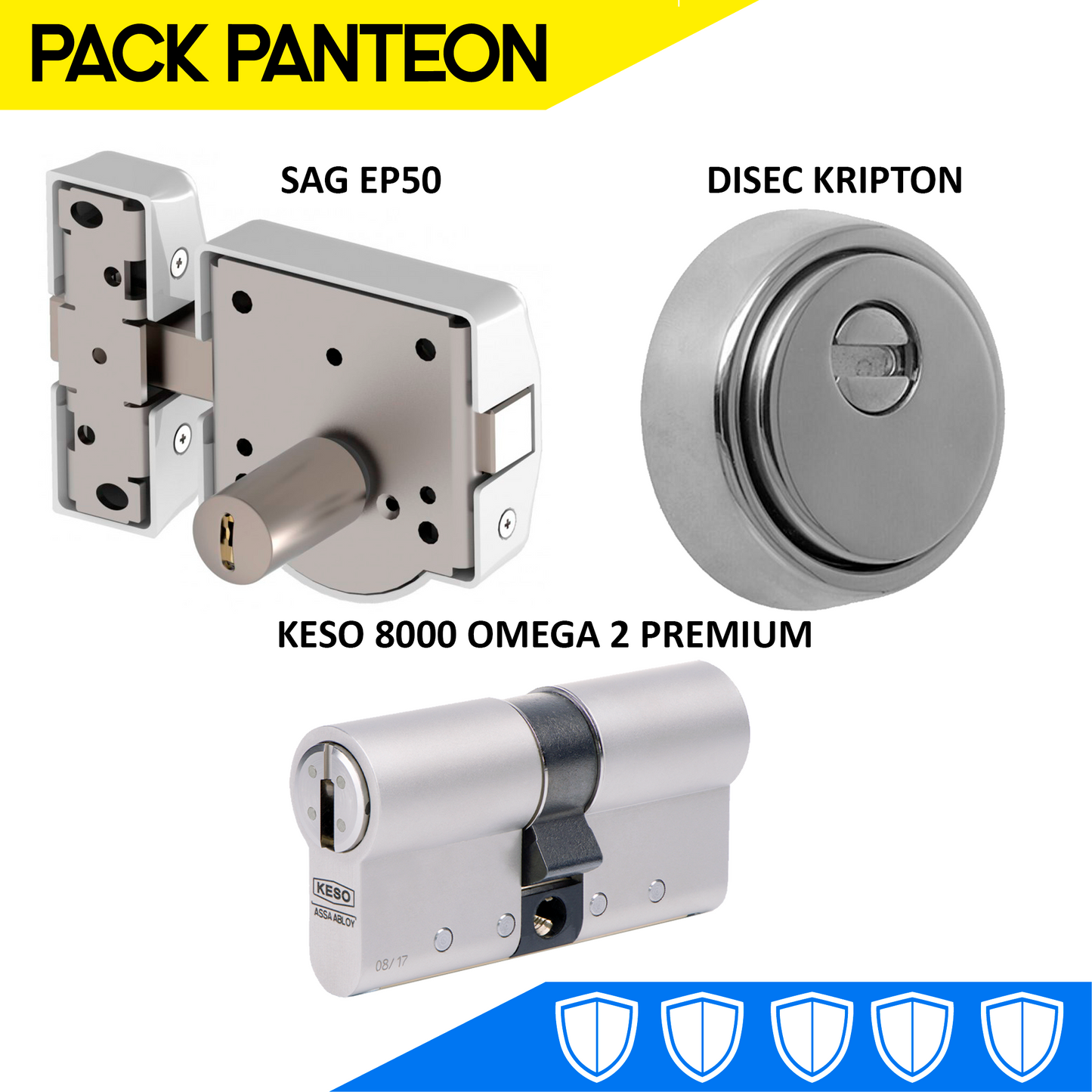 Pack de seguridad Panteón (SAG EP50 + Keso Premium + Disec Kripton)