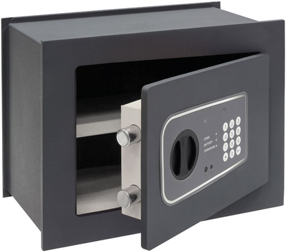 Caja fuerte empotrar Cefiba Guard abierta con puerta de 10 mm y teclado electrónico