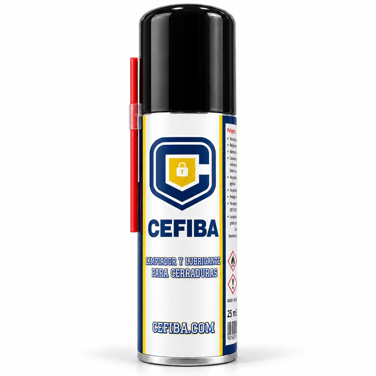 Limpiador y lubricante Cefiba para cerraduras, spray de 25 ml con cánula